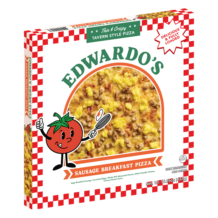 Edwardo's Sausage Breakfast Pizza, three-quarter view of the box