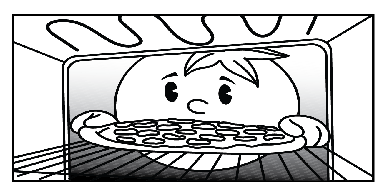 Place the frozen pizza in the oven